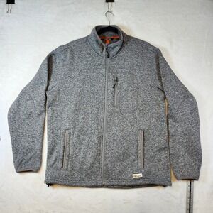 Orvis Mens Gray Marled Full Zip Sweater Fleece Jacket Mock Neck O347 Size L